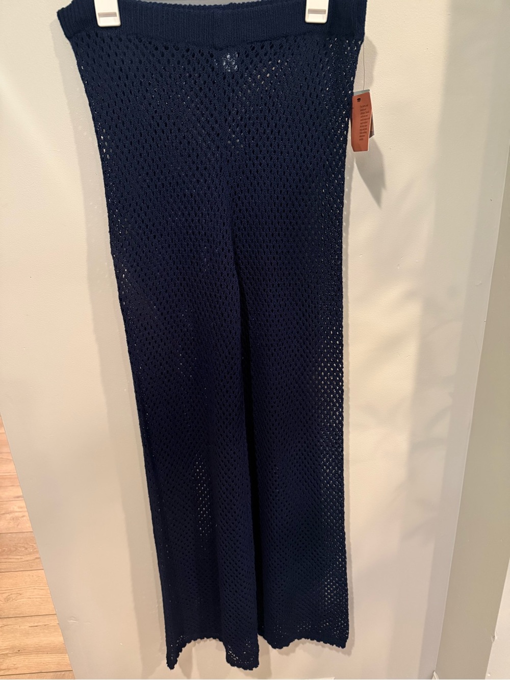 Shade & Shore Navy Open-Knit Wide-Leg Coverup Pants